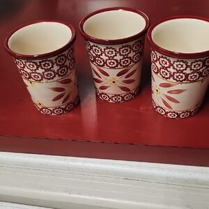Temptations Red and Cream Floral Drinkware Set